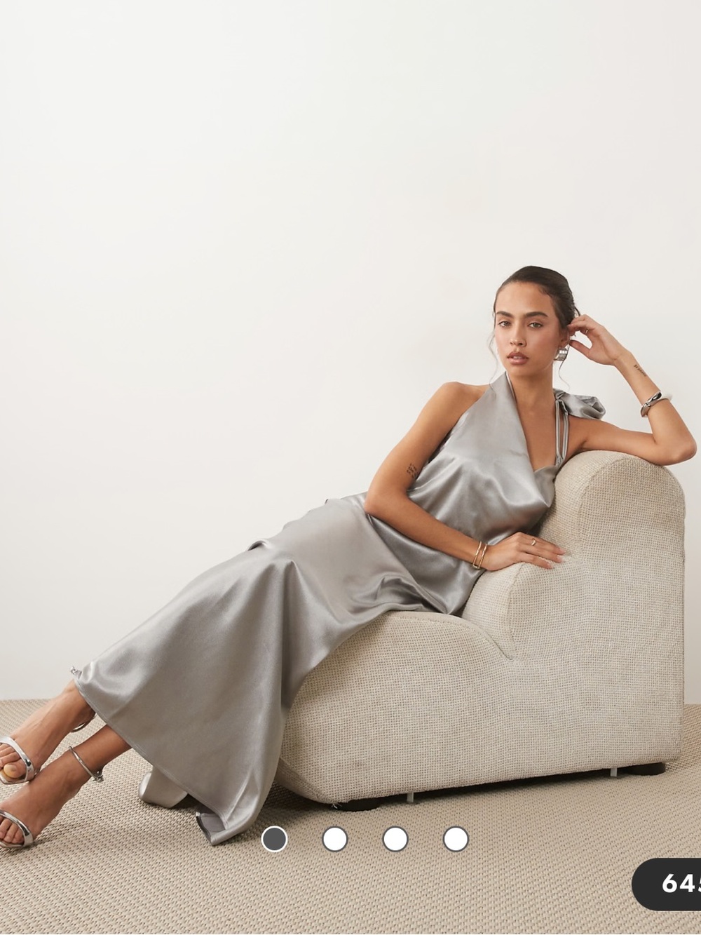 Vero Moda Silver Satin Halter Maxi Dress